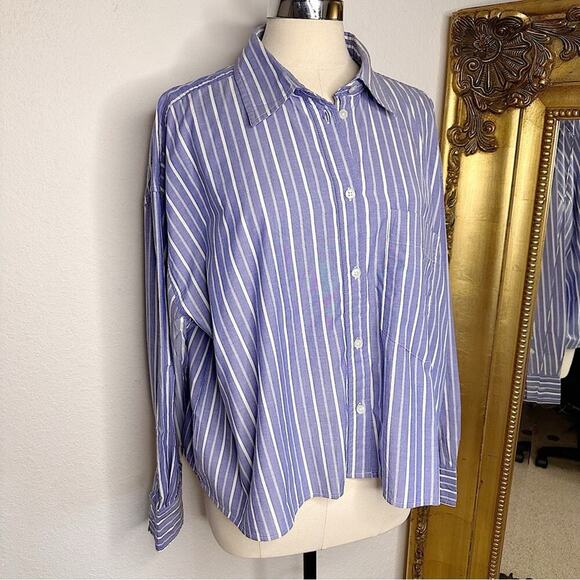 NWT Banana Republic Factory Cotton Stripe Button Front Popover Size XXL - Picture 1 of 8